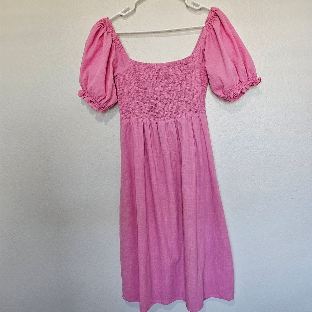 Seven Wonders | Brinley Cotton Slit Midi Dress Pink Flamingo Womens 10 - Picture 7 of 9